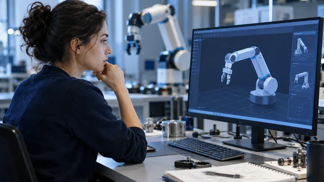 Développeur observant une simulation tridimensionnelle dans un laboratoire robotique