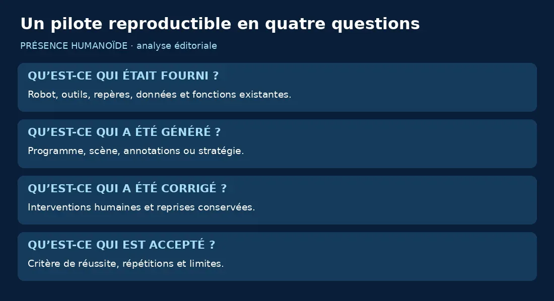 Questions sur les éléments fournis, générés, corrigés et acceptés