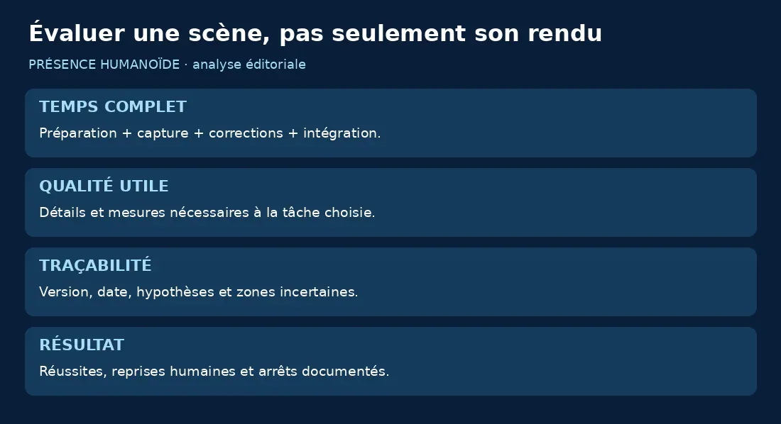 Grille d’évaluation : temps complet, qualité utile, traçabilité et résultat