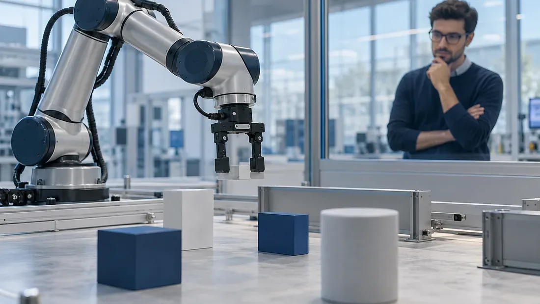 Bras robotique générique et obstacles dans une cellule de laboratoire protégée